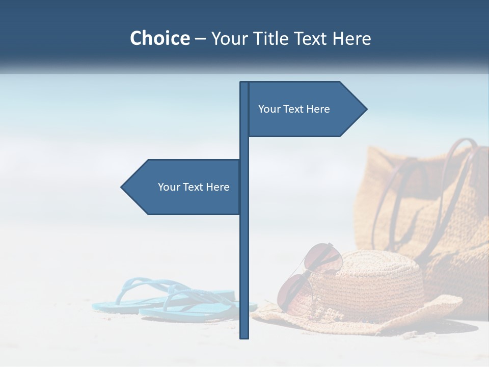 A Hat, Sunglasses And A Straw Hat On A Beach PowerPoint Template