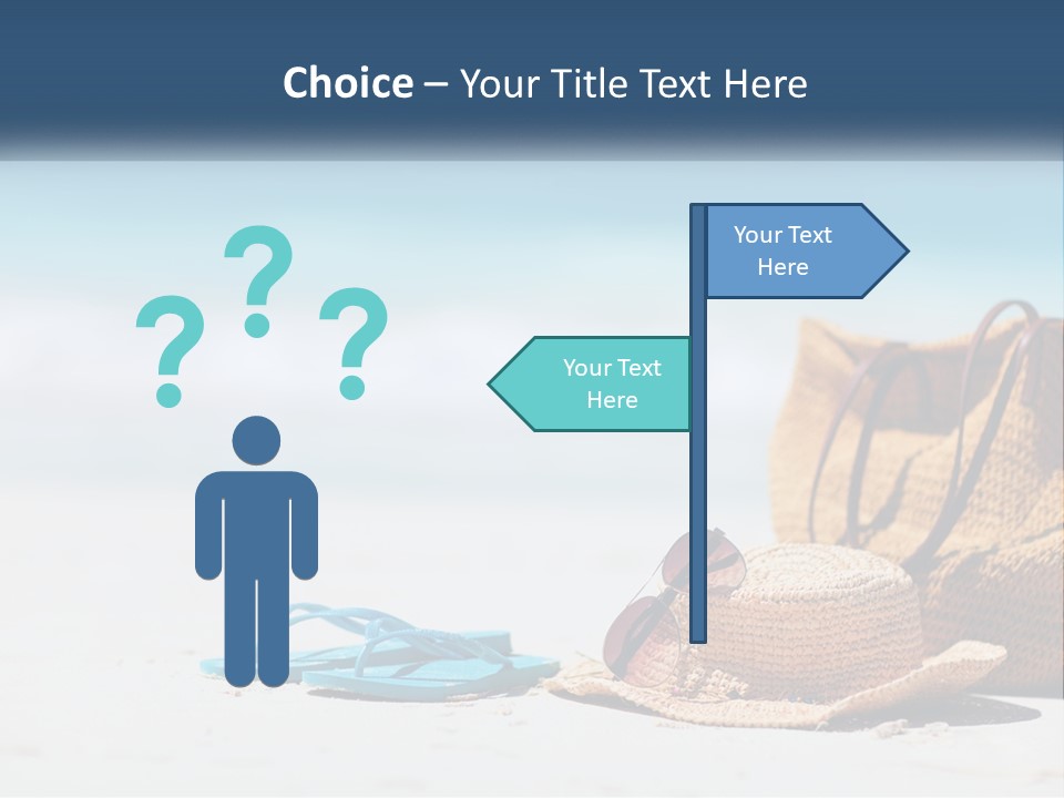 A Hat, Sunglasses And A Straw Hat On A Beach PowerPoint Template