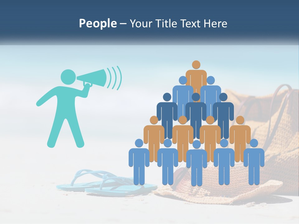 A Hat, Sunglasses And A Straw Hat On A Beach PowerPoint Template