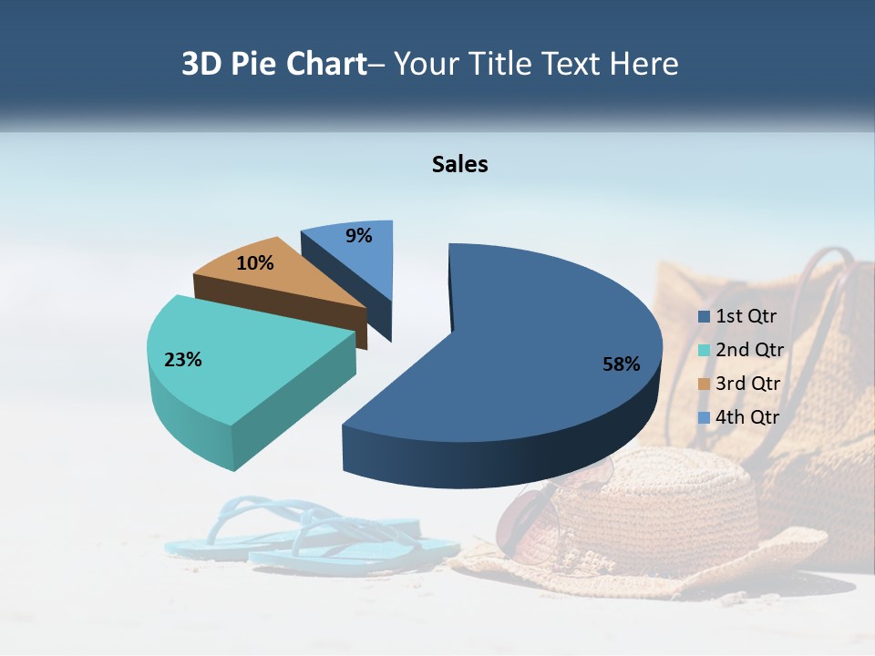 A Hat, Sunglasses And A Straw Hat On A Beach PowerPoint Template