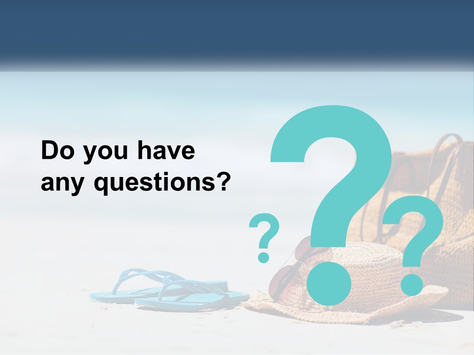 A Hat, Sunglasses And A Straw Hat On A Beach PowerPoint Template