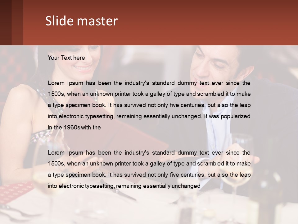 A Man And Woman Sitting At A Table With A Menu PowerPoint Template