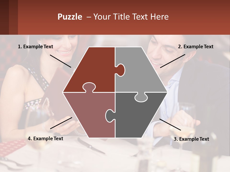A Man And Woman Sitting At A Table With A Menu PowerPoint Template