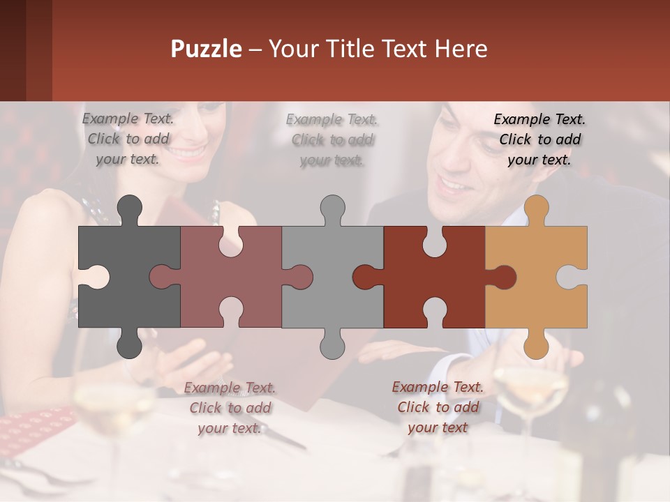 A Man And Woman Sitting At A Table With A Menu PowerPoint Template