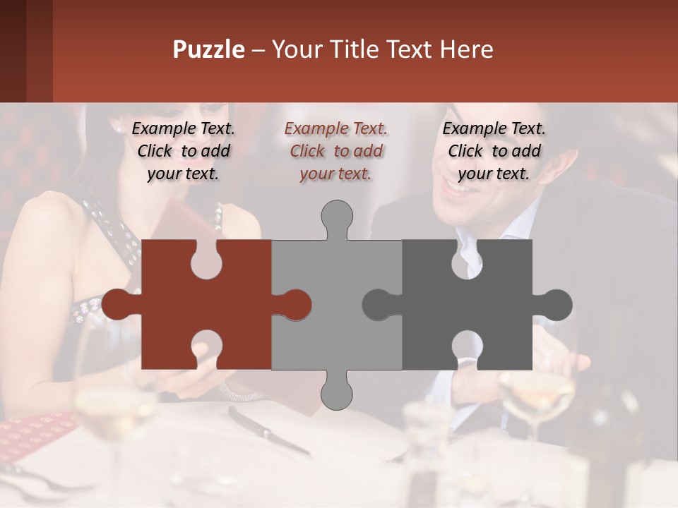 A Man And Woman Sitting At A Table With A Menu PowerPoint Template