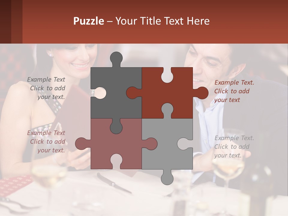 A Man And Woman Sitting At A Table With A Menu PowerPoint Template