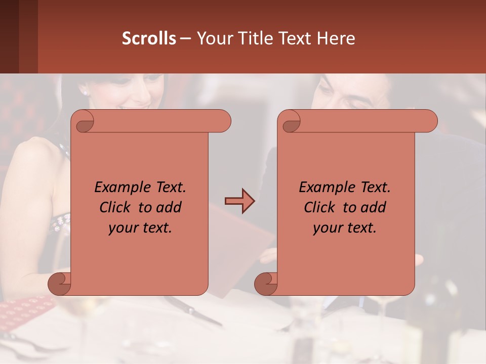 A Man And Woman Sitting At A Table With A Menu PowerPoint Template