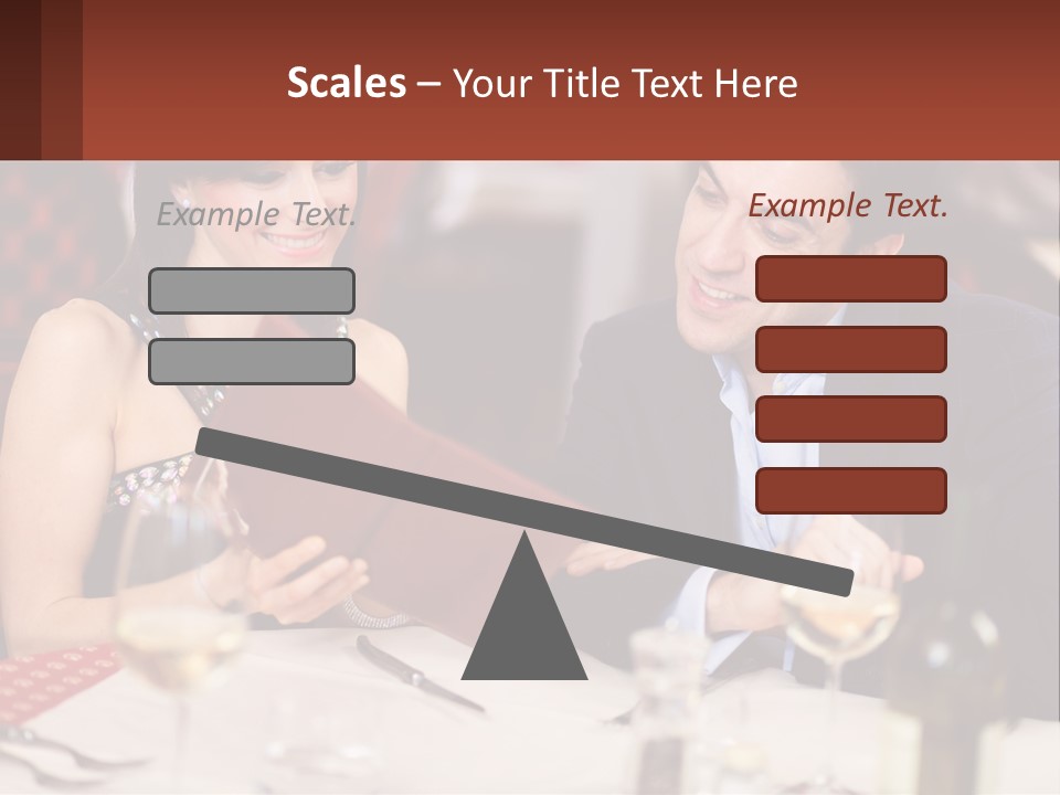 A Man And Woman Sitting At A Table With A Menu PowerPoint Template