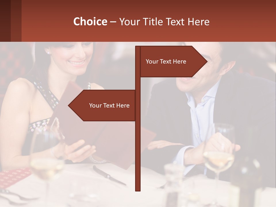A Man And Woman Sitting At A Table With A Menu PowerPoint Template