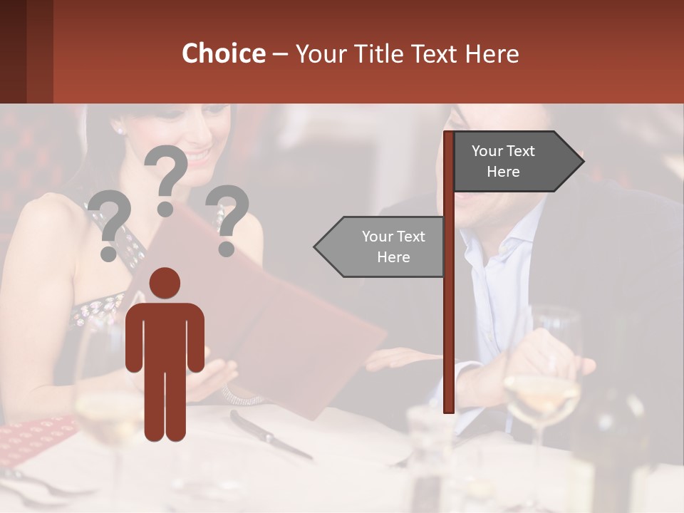 A Man And Woman Sitting At A Table With A Menu PowerPoint Template