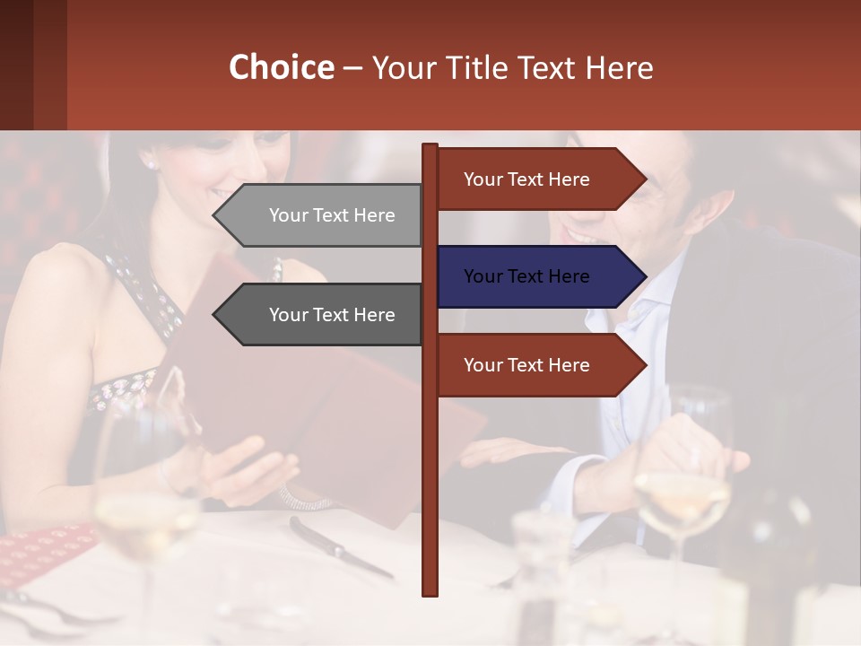 A Man And Woman Sitting At A Table With A Menu PowerPoint Template