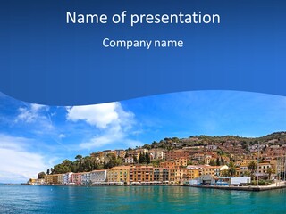 A Large Body Of Water With Buildings On Top Of It PowerPoint Template