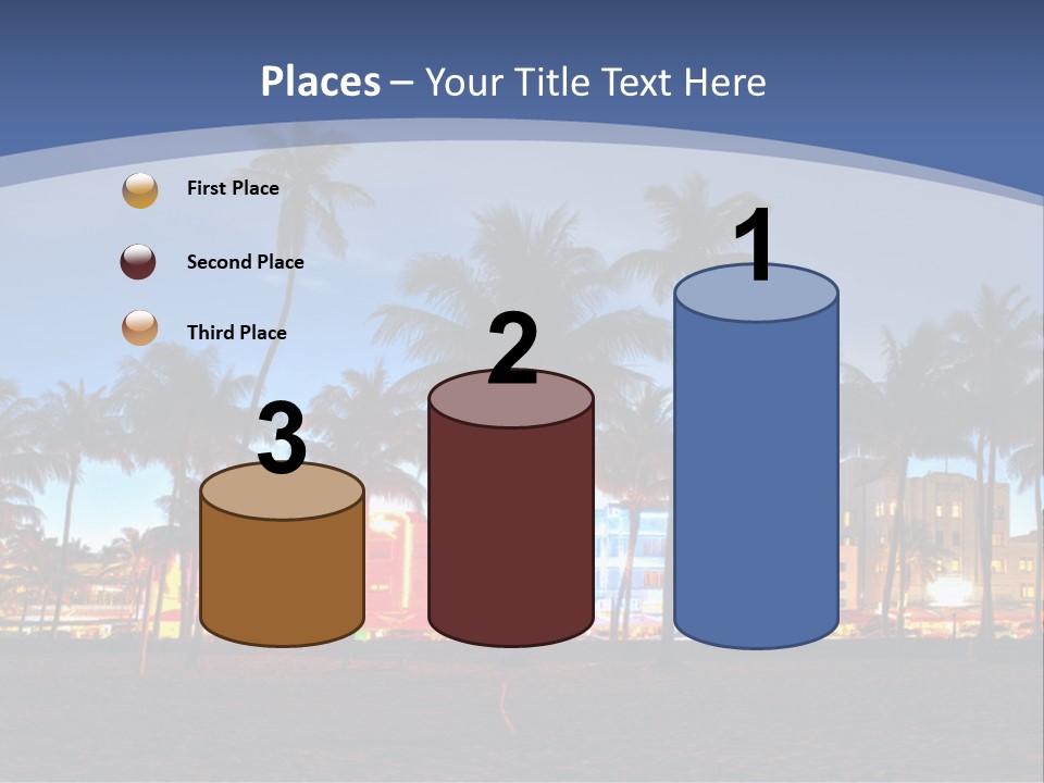 A Beach With Palm Trees And A Building In The Background PowerPoint Template
