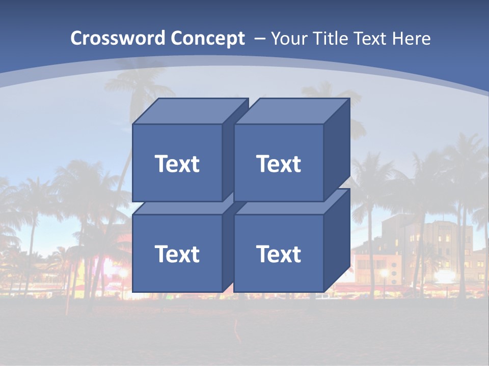 A Beach With Palm Trees And A Building In The Background PowerPoint Template