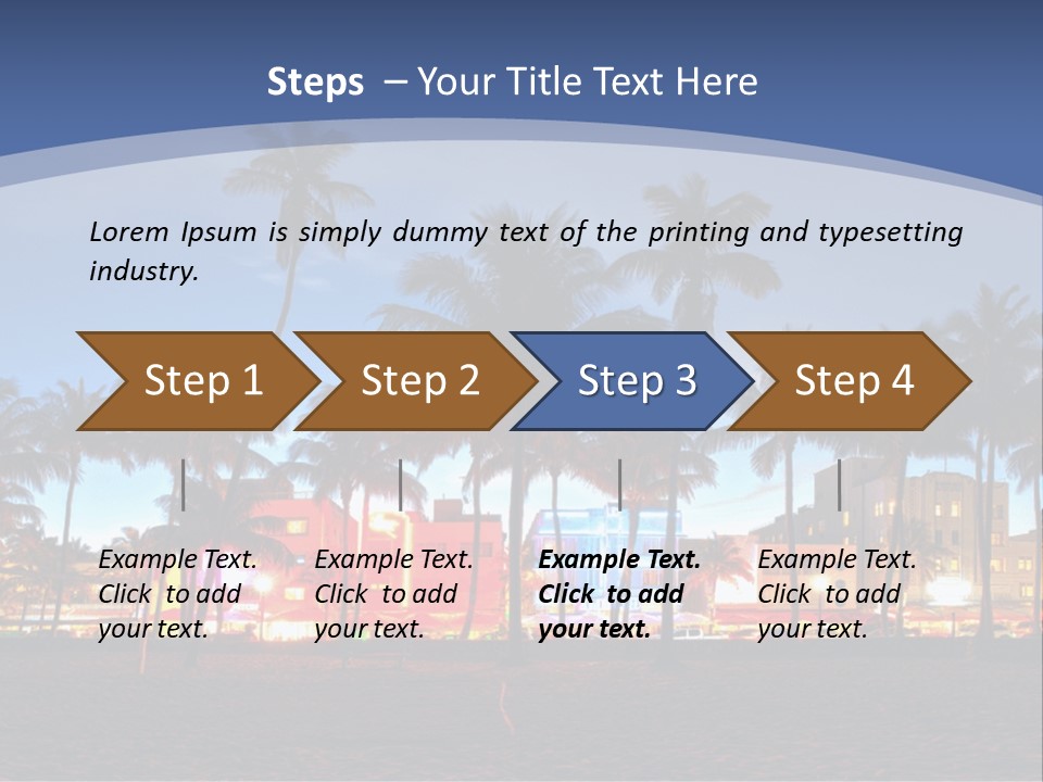 A Beach With Palm Trees And A Building In The Background PowerPoint Template