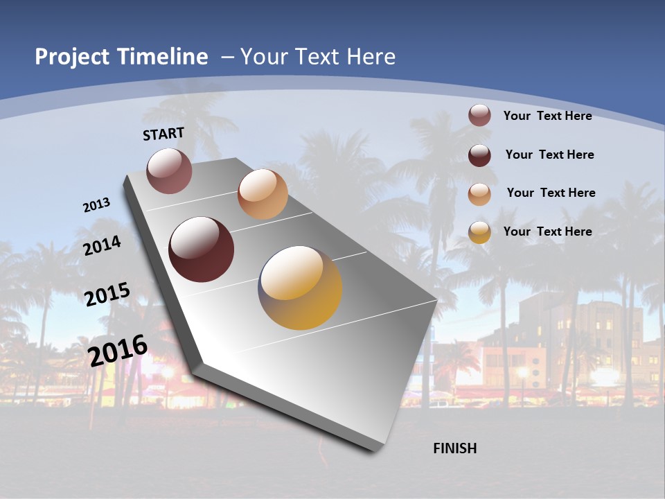 A Beach With Palm Trees And A Building In The Background PowerPoint Template