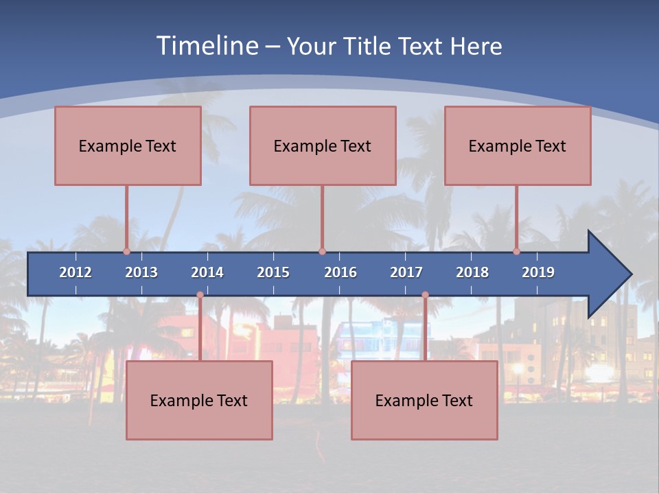 A Beach With Palm Trees And A Building In The Background PowerPoint Template