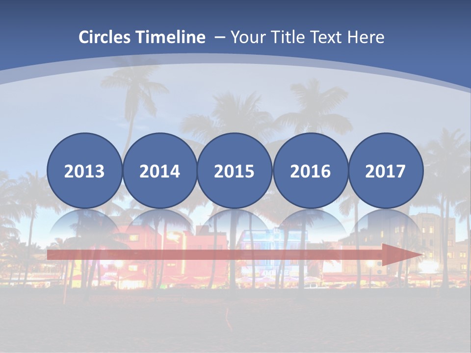 A Beach With Palm Trees And A Building In The Background PowerPoint Template
