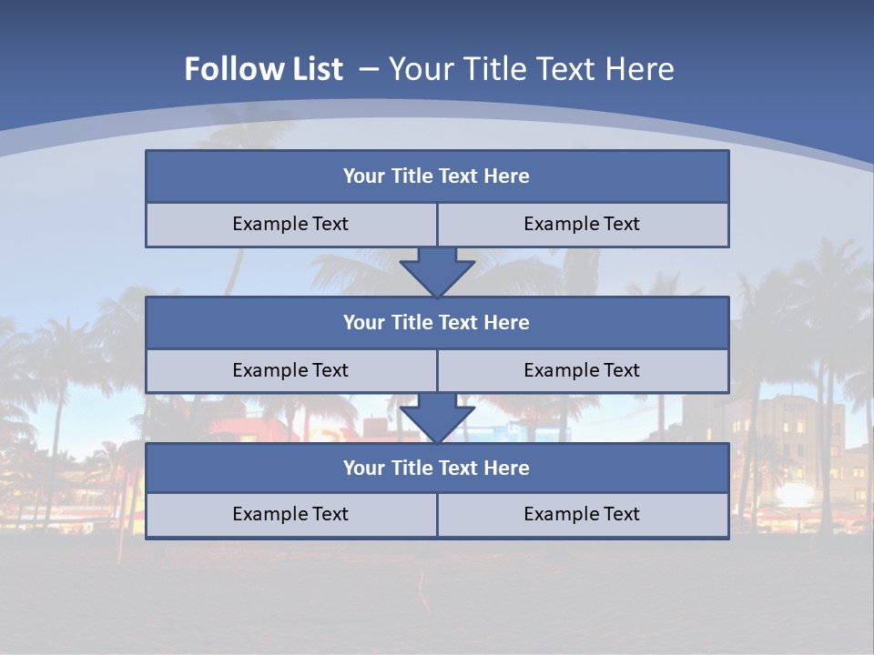 A Beach With Palm Trees And A Building In The Background PowerPoint Template