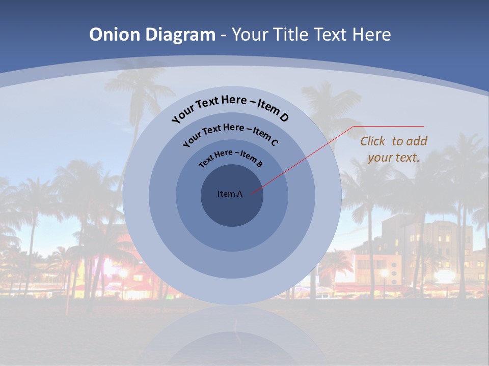 A Beach With Palm Trees And A Building In The Background PowerPoint Template