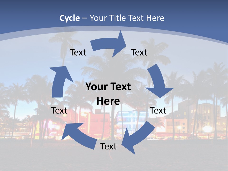 A Beach With Palm Trees And A Building In The Background PowerPoint Template