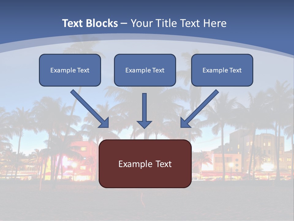 A Beach With Palm Trees And A Building In The Background PowerPoint Template