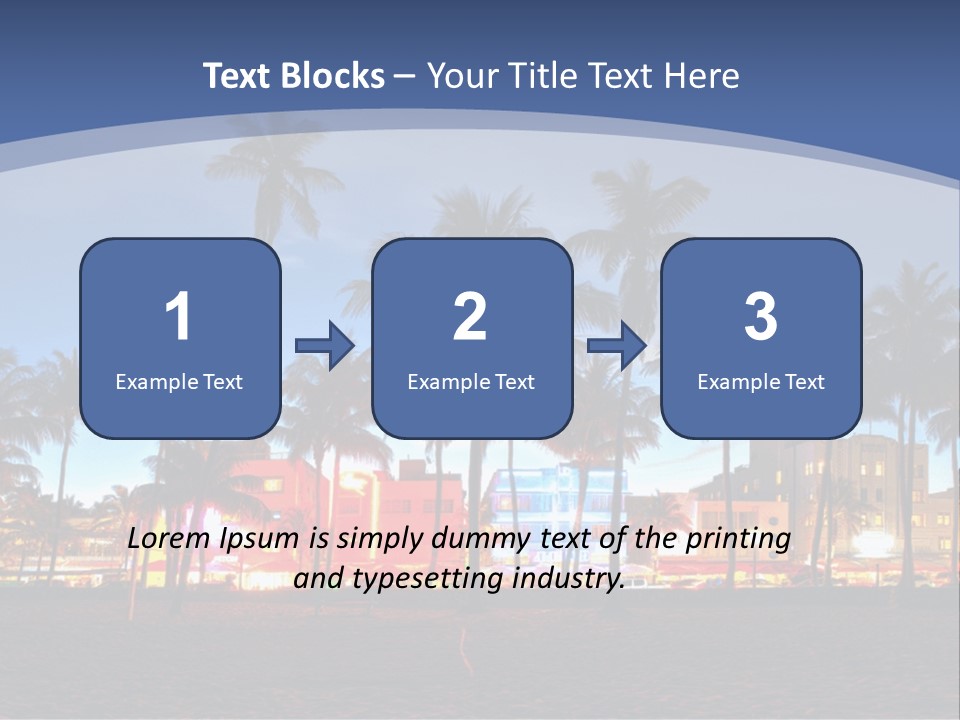 A Beach With Palm Trees And A Building In The Background PowerPoint Template