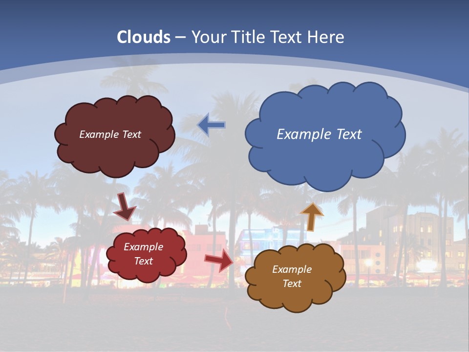 A Beach With Palm Trees And A Building In The Background PowerPoint Template