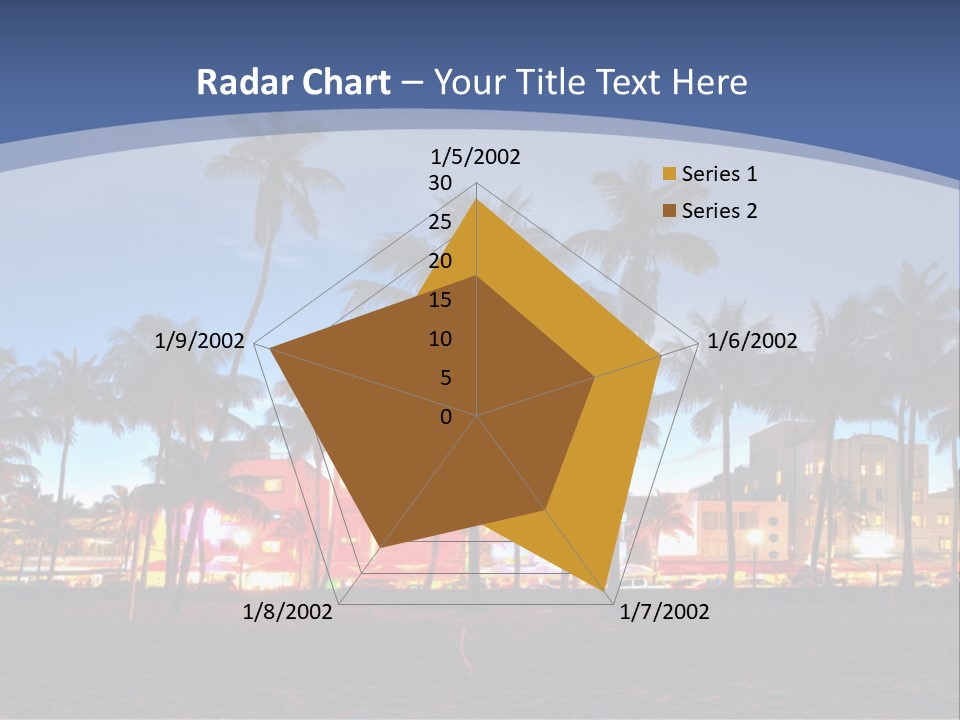 A Beach With Palm Trees And A Building In The Background PowerPoint Template
