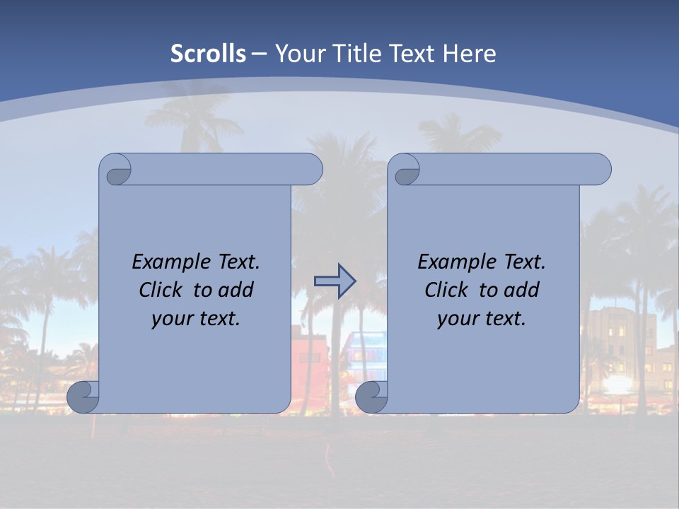 A Beach With Palm Trees And A Building In The Background PowerPoint Template