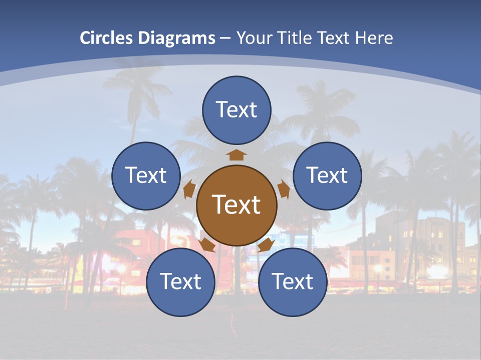 A Beach With Palm Trees And A Building In The Background PowerPoint Template