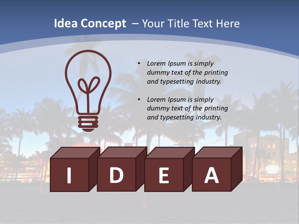 A Beach With Palm Trees And A Building In The Background PowerPoint Template