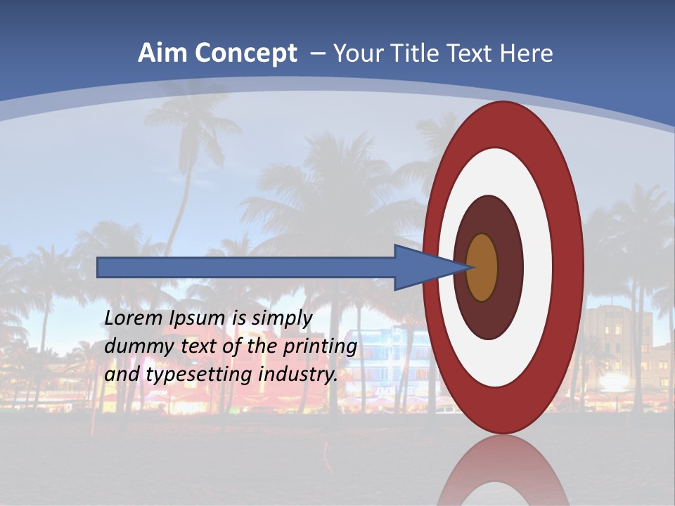 A Beach With Palm Trees And A Building In The Background PowerPoint Template