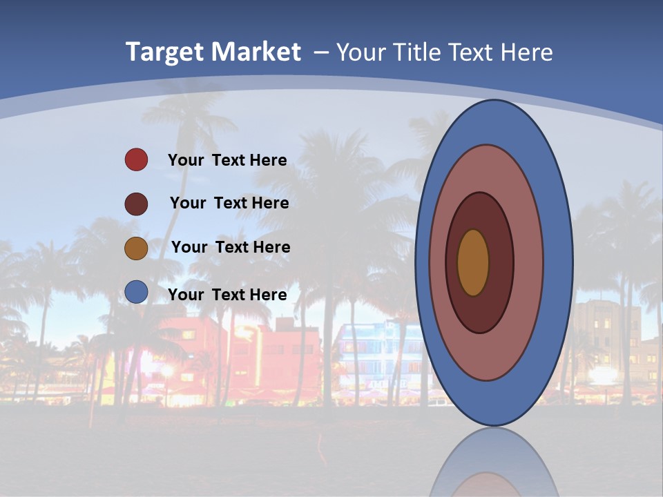 A Beach With Palm Trees And A Building In The Background PowerPoint Template