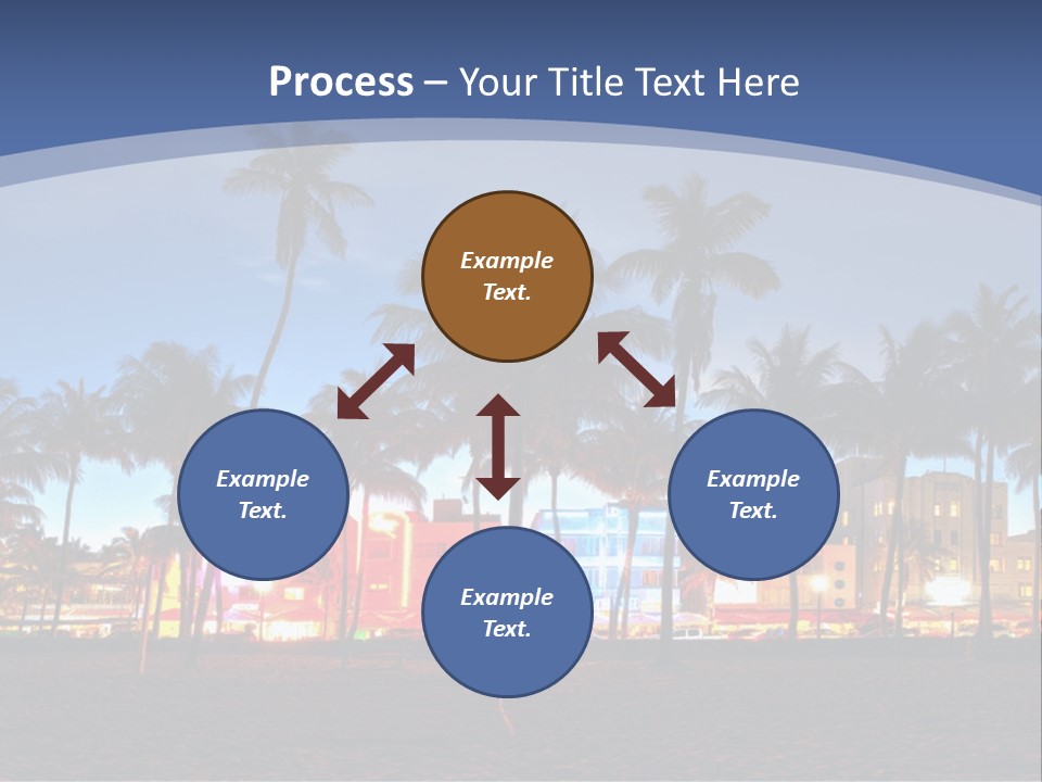A Beach With Palm Trees And A Building In The Background PowerPoint Template