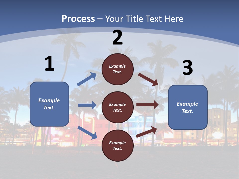 A Beach With Palm Trees And A Building In The Background PowerPoint Template