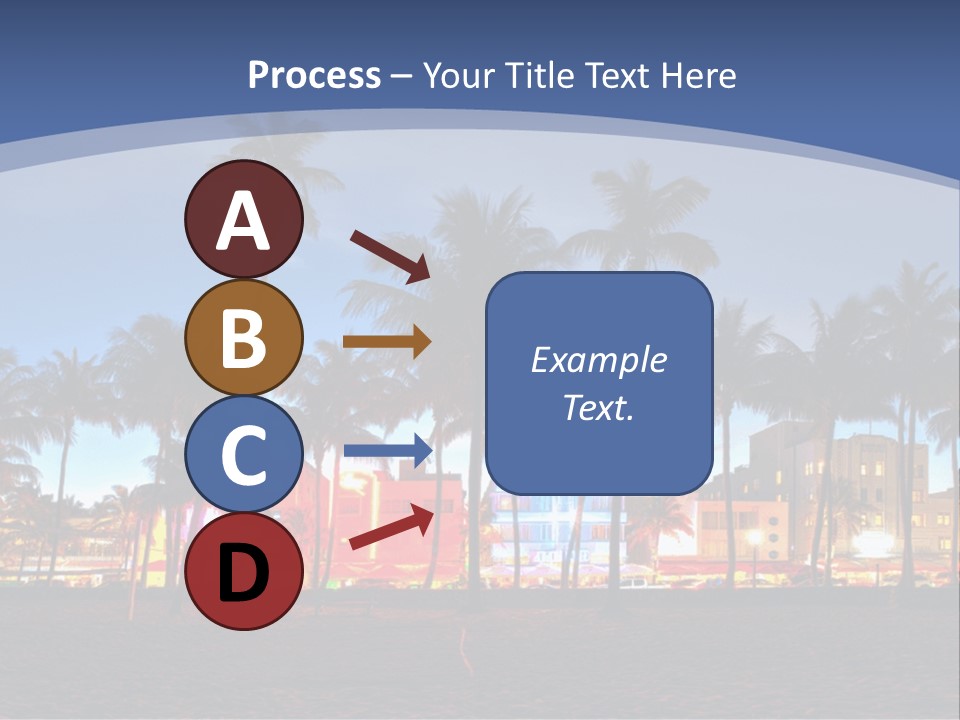 A Beach With Palm Trees And A Building In The Background PowerPoint Template
