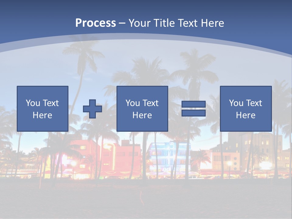 A Beach With Palm Trees And A Building In The Background PowerPoint Template
