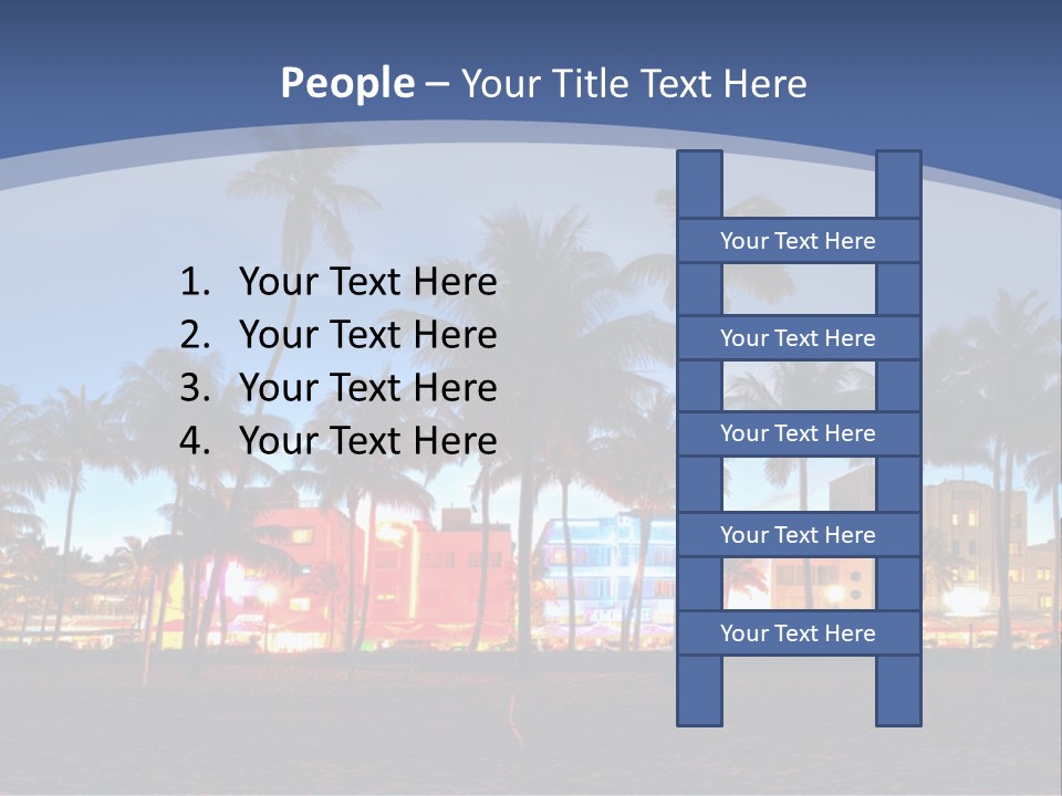 A Beach With Palm Trees And A Building In The Background PowerPoint Template