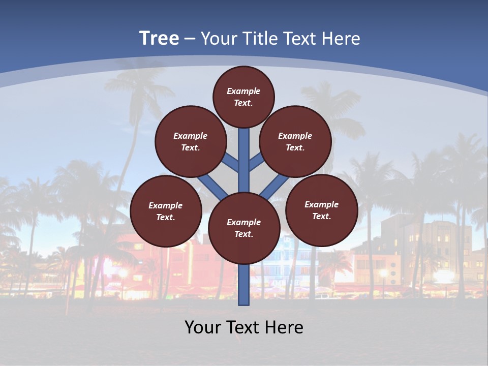A Beach With Palm Trees And A Building In The Background PowerPoint Template