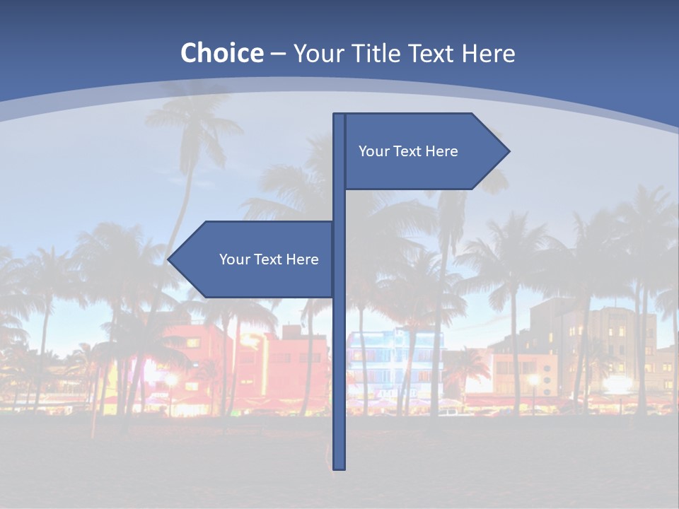 A Beach With Palm Trees And A Building In The Background PowerPoint Template