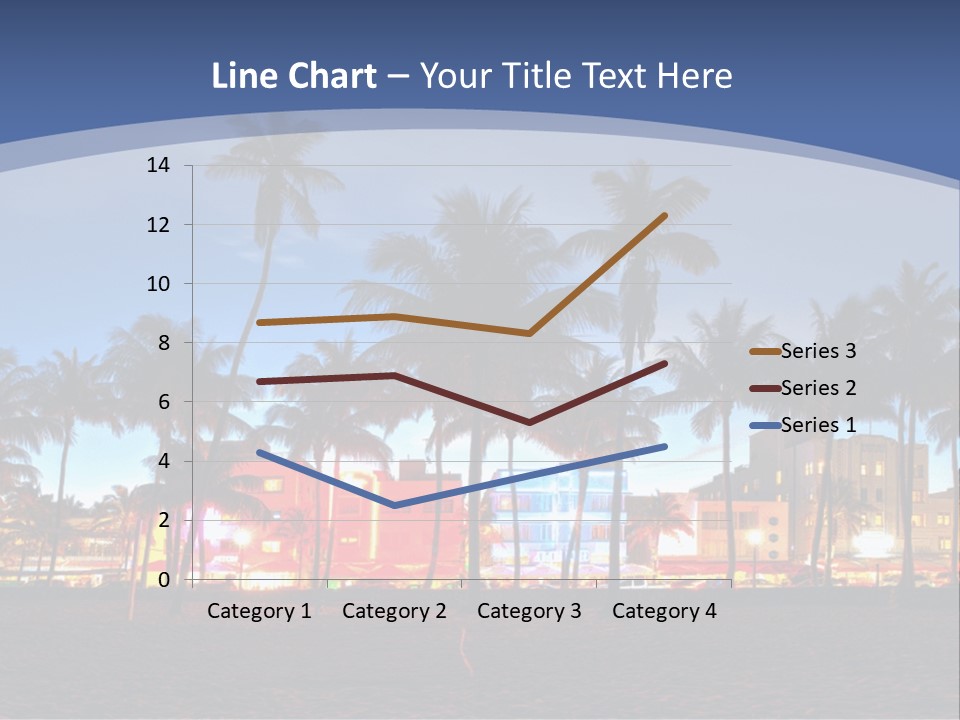 A Beach With Palm Trees And A Building In The Background PowerPoint Template