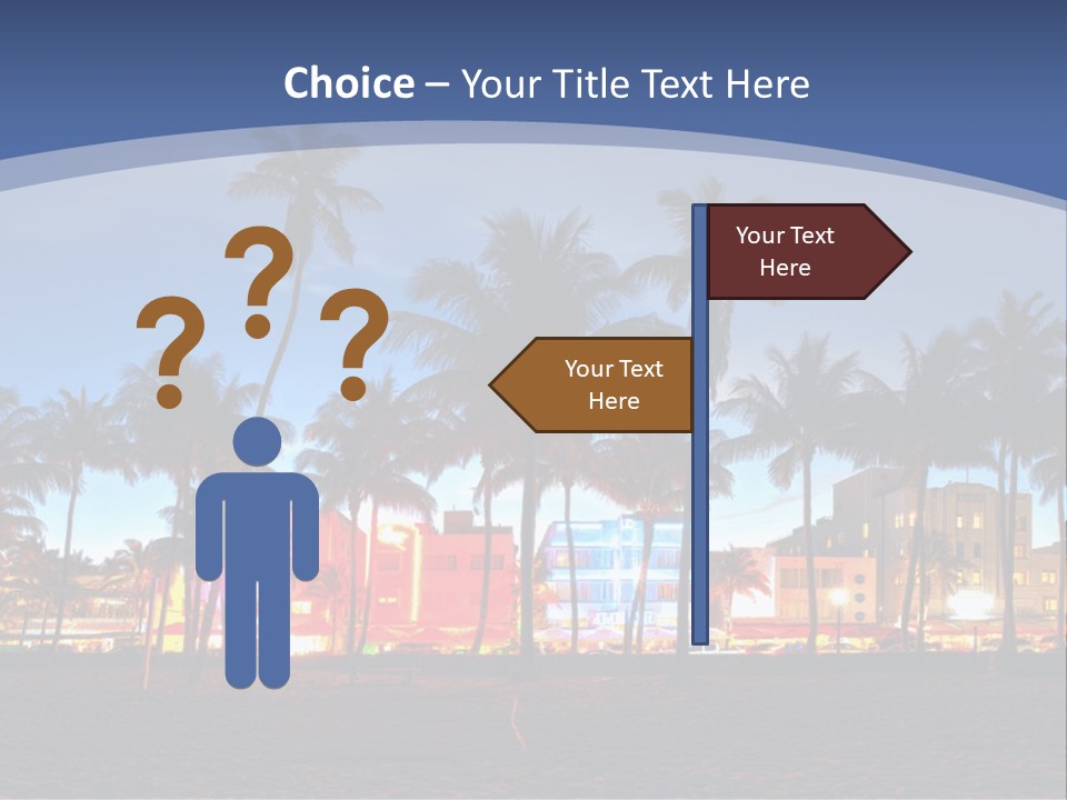 A Beach With Palm Trees And A Building In The Background PowerPoint Template