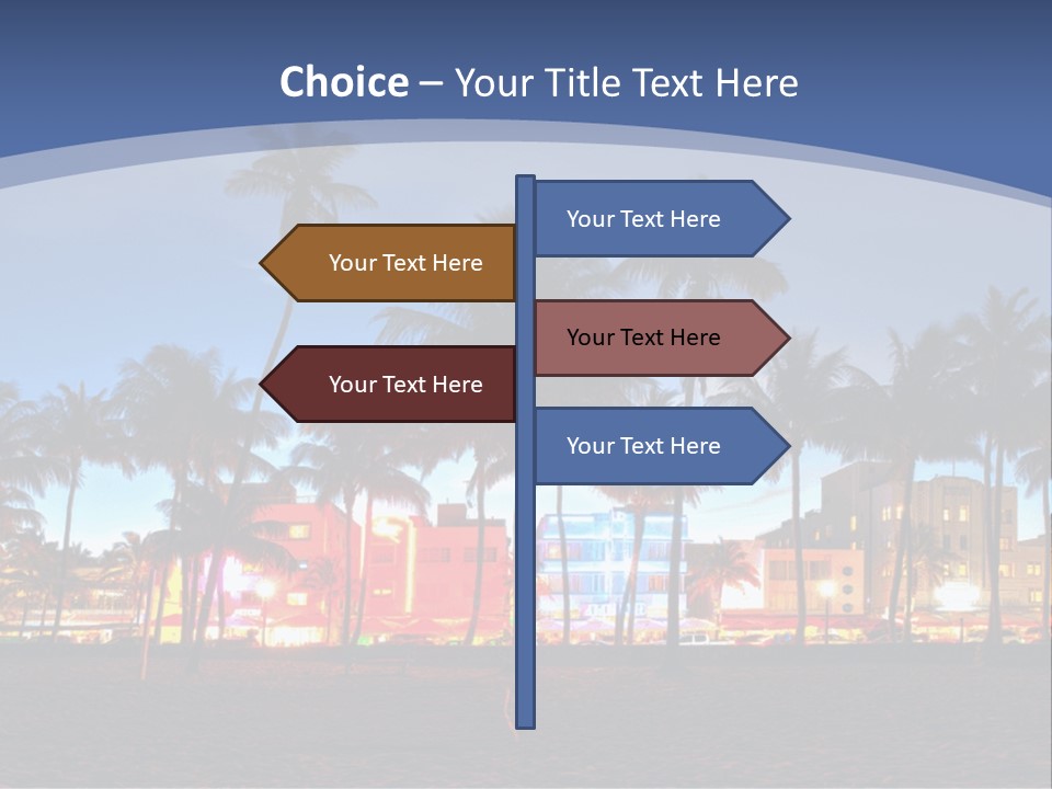 A Beach With Palm Trees And A Building In The Background PowerPoint Template