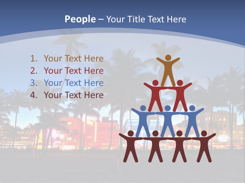 A Beach With Palm Trees And A Building In The Background PowerPoint Template