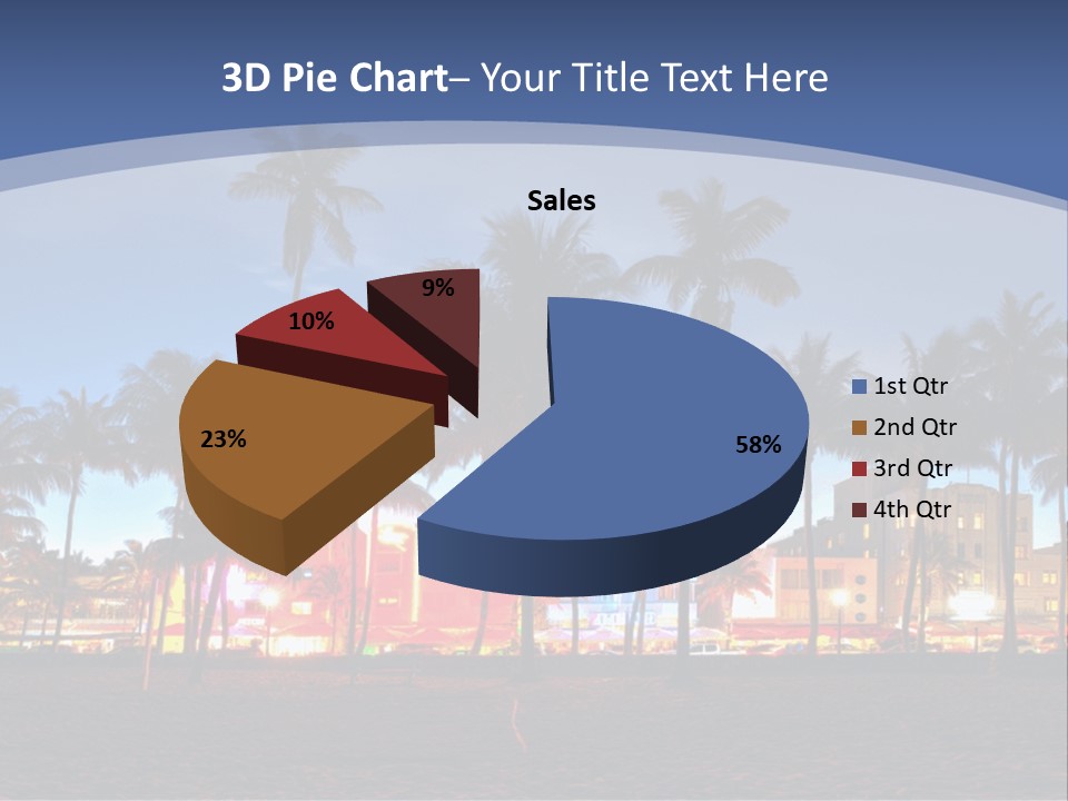 A Beach With Palm Trees And A Building In The Background PowerPoint Template