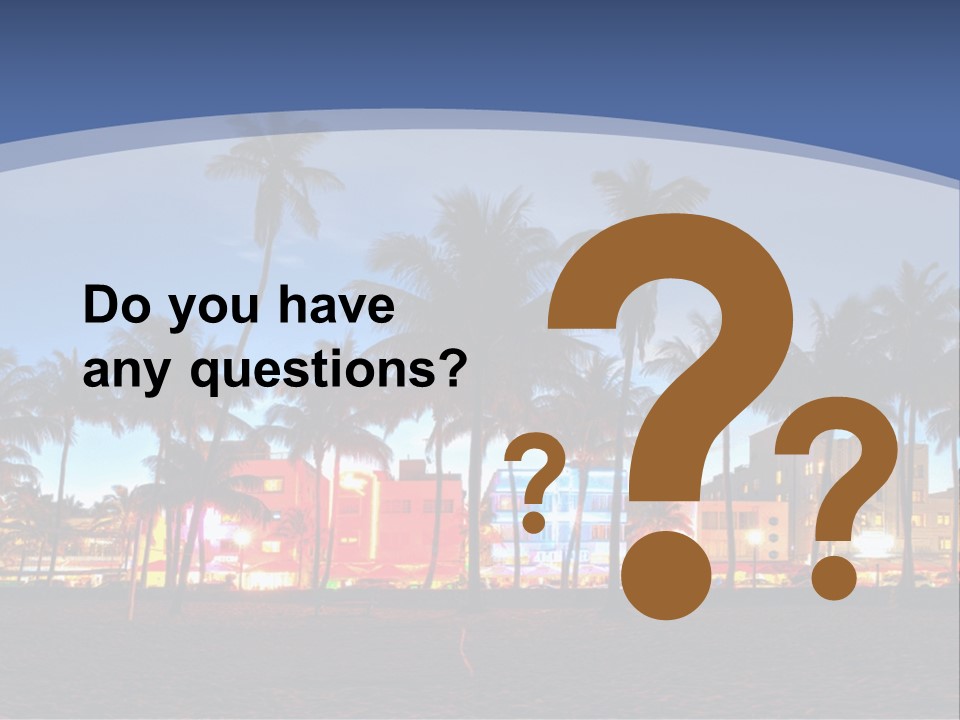 A Beach With Palm Trees And A Building In The Background PowerPoint Template