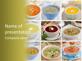 A Series Of Photos Showing Different Types Of Soups PowerPoint Template