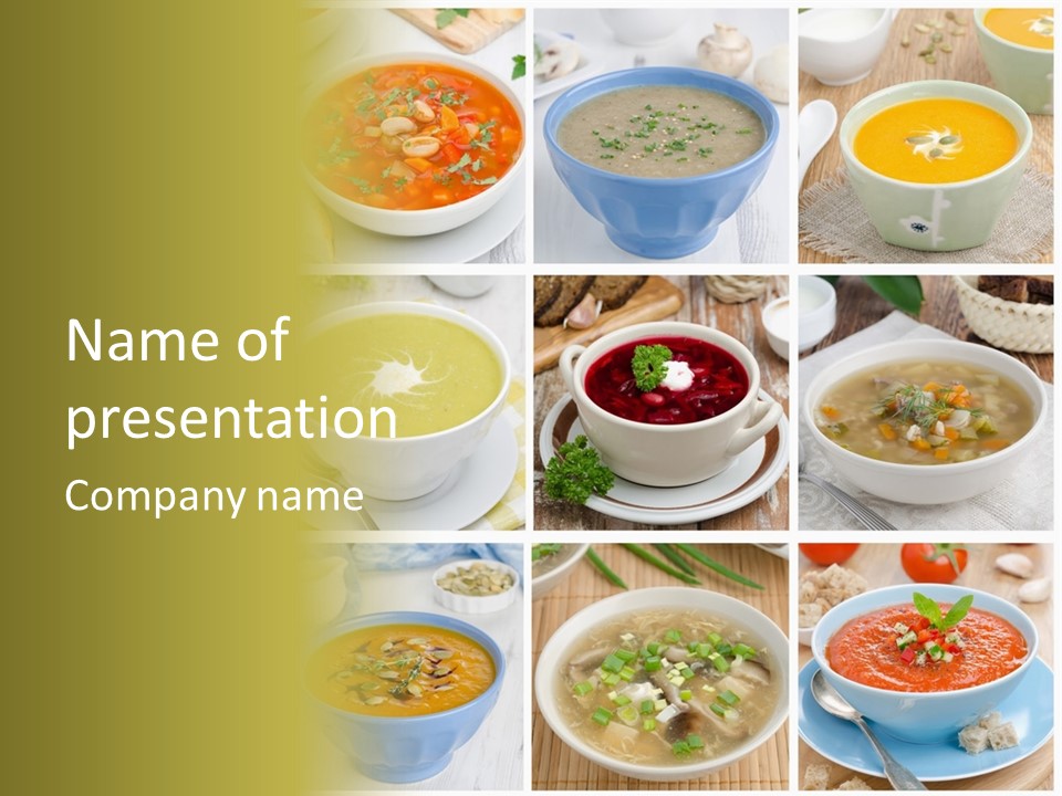A Series Of Photos Showing Different Types Of Soups PowerPoint Template