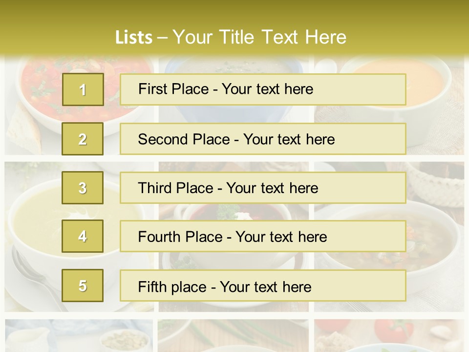 A Series Of Photos Showing Different Types Of Soups PowerPoint Template